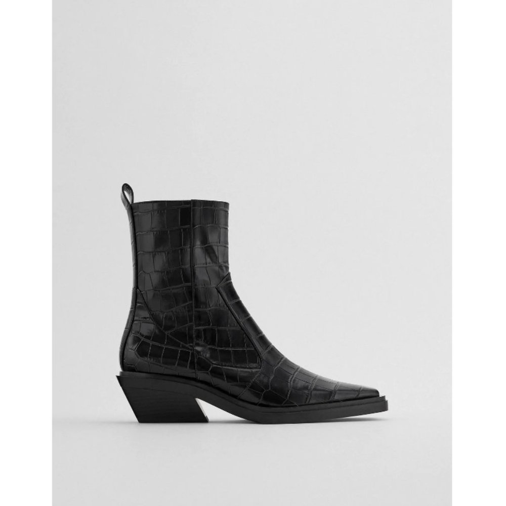 NWT Zara Animal Print Cowboy Heel Ankle Boots